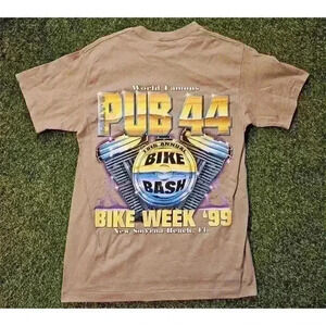 Vintage 1999 Bike Week Pub 44 Bike Bash Harley Biker Pocket Tee VTG Medium USA